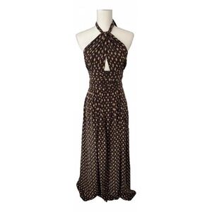 Johanna Ortiz Women's Brown and Gold Palm Tree Dress